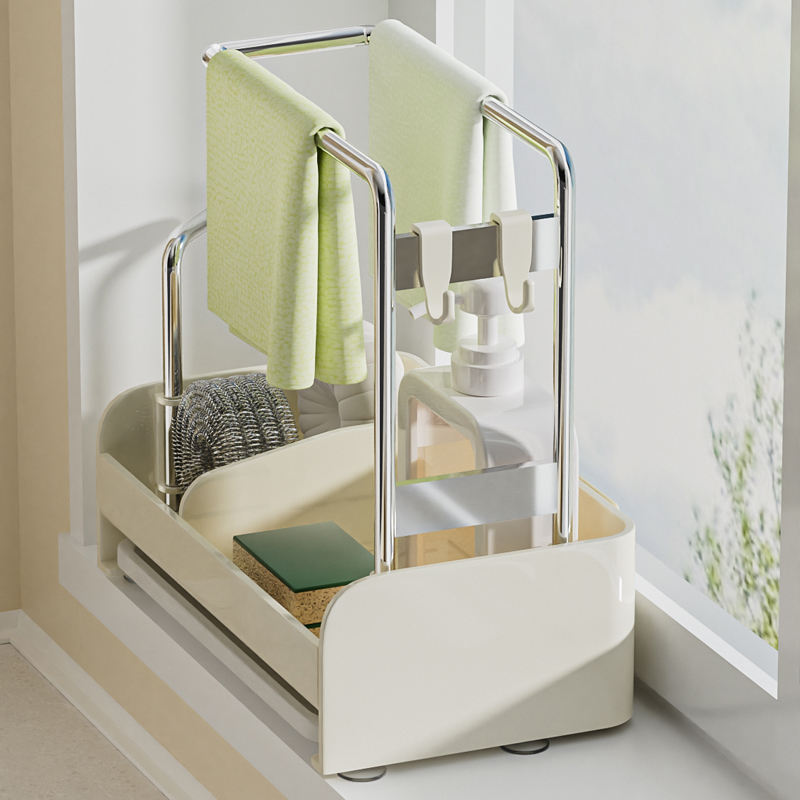 抹布架厨房沥水架家用台面多功能海绵毛巾收纳架壁挂式水槽置物架