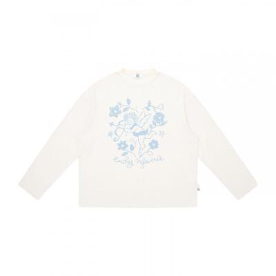 EMPTY REFERENCE雪花肌理手绘天使与花朵印花上衣长袖T恤打底衫