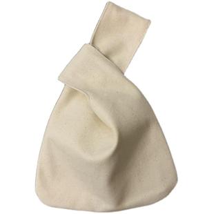 套结包纯白空白布袋 手腕包女包小方包 手提手拎袋复古日系手挽包