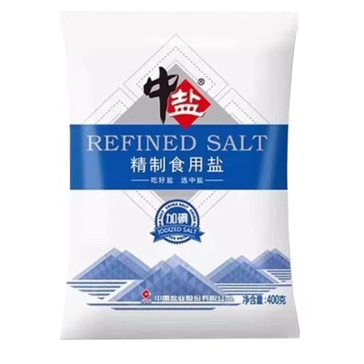 细盐中盐精制盐天400g家庭食用盐