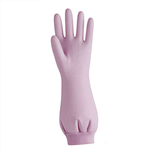 洗碗手套女防水耐用家务洗衣服加厚加绒保暖清洁防滑贴合束口粉色