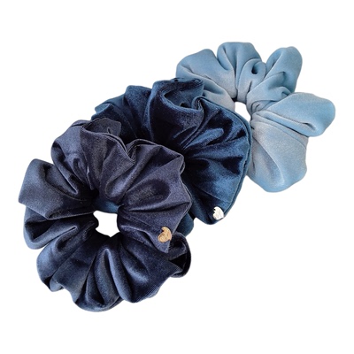 Dreamtown蓝色调 复古重磅丝绒发圈 独立手作 秋冬金标气质发饰