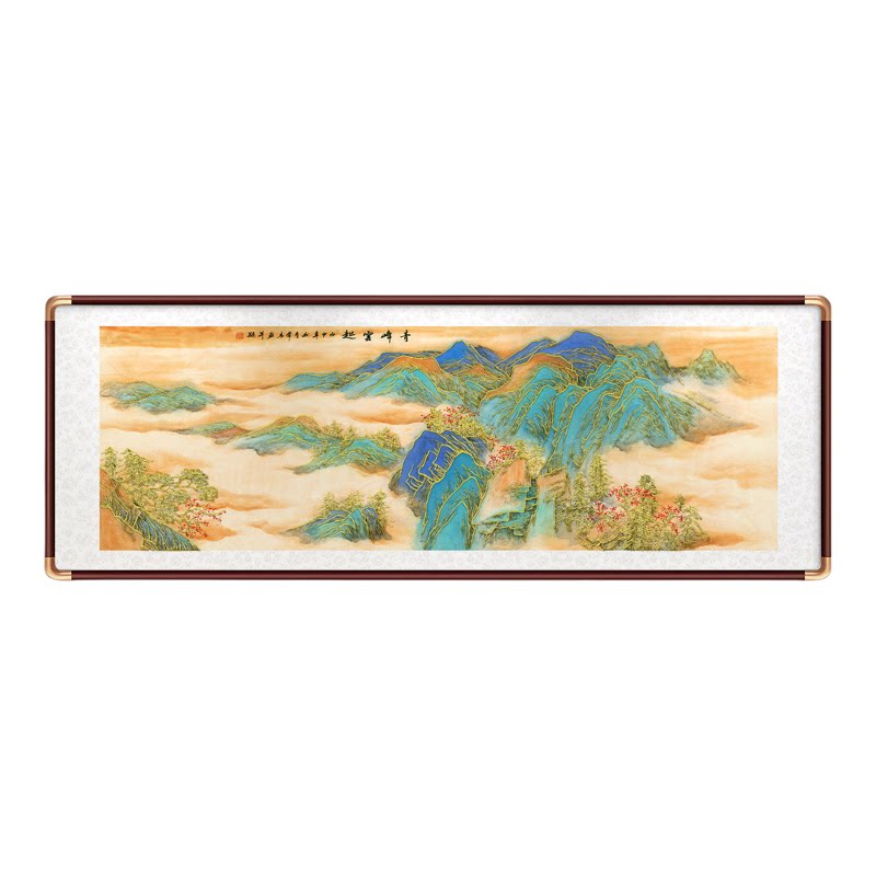 千里江山中式鎏金山水画客厅沙发背景墙装饰画中式国画办公室挂画
