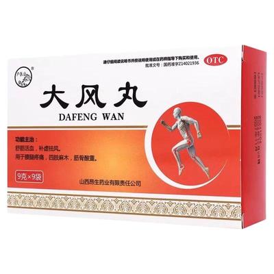 [卢医山]大风丸9g*9袋/盒正品 腰腿疼痛，四肢麻木，筋骨酸重。