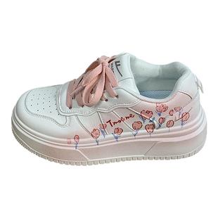 回力渐变花小白鞋女2026冬季新款厚底加绒鞋百搭棉鞋增高透气板鞋