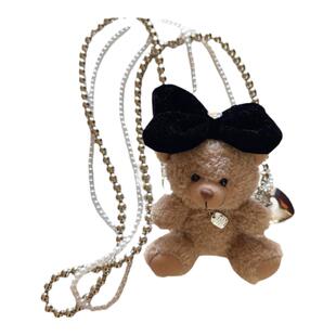 韩国同款卡通毛绒小熊手机挂绳斜挎背带夹片男女手机壳挂绳可背绳