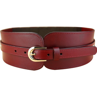 腰封女真皮牛皮红色本命年装饰皮带配连衣裙大衣毛衣羽绒服宽腰带