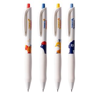 得力中性笔速干顺滑按动笔黑笔初中生高颜值卡通插画笔ST头考试刷题笔学生用黑色水笔可爱学生文具用品签字笔