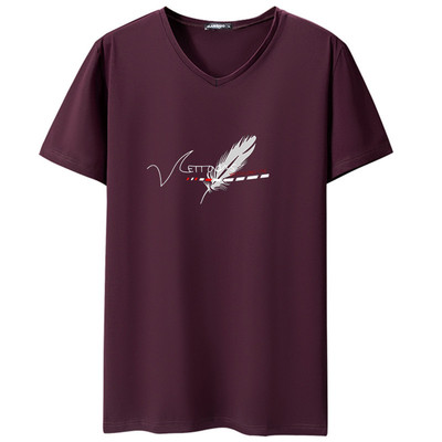 加肥加大码短袖t恤男V领印花