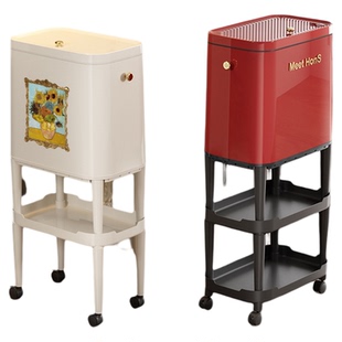 2026新款垃圾桶家用厨房专用免弯腰高款可移动大容量客厅轻奢高档