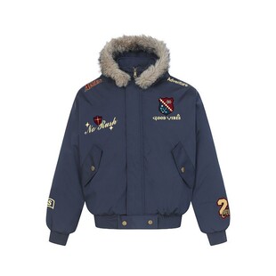美式毛领连帽派克棉衣宽松保暖棉服男冬季潮牌加厚情侣棉袄子外套
