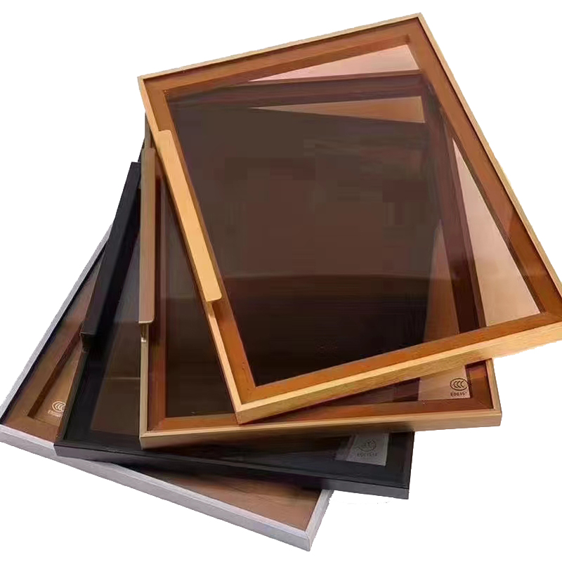 定制玻璃柜门极简钢化玻璃平开酒柜门窄边铝框书柜衣柜长虹灰茶黑