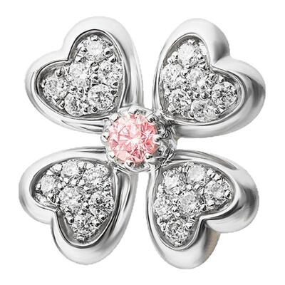 Flourishan/富煜钻四叶草幸运之心吊坠14k金钻石项链培育钻石礼物