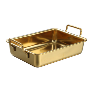 304不锈钢双耳小餐盘薯条点心炸鸡翅块托盘商用餐厅创意小吃方盘