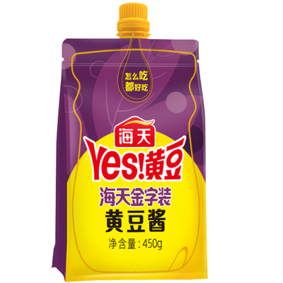 海天金字装黄豆酱450g袋装家用东北大酱带嘴豆瓣酱炒菜拌饭拌面酱