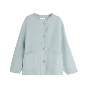 西町村屋双面呢女2023冬气质文艺扭花设计羊毛短款大衣HD8209004