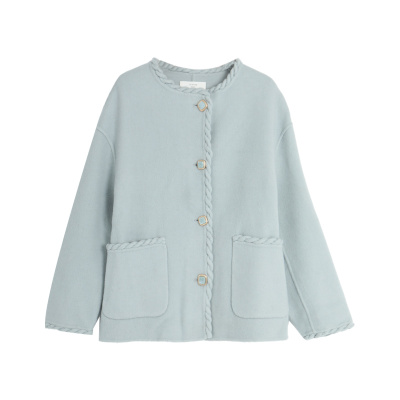 西町村屋文艺扭花设计羊毛款大衣