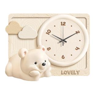 奶油风电表箱装饰画暴力熊带钟表餐厅配电箱遮挡电闸箱弱电源挂画