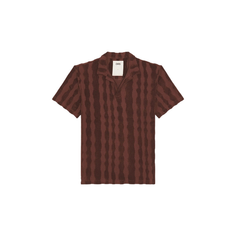 [夏季新品]OAS POLO衫 竖条纹红色短袖衬衫上衣男款REVOLVE小众