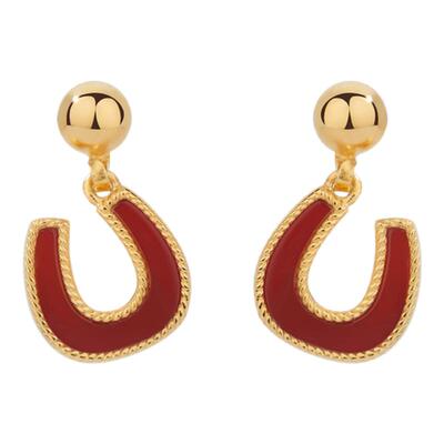Neverfar跃马逐光红玛瑙马蹄耳环