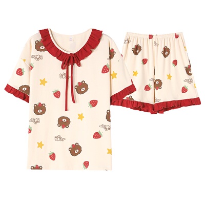 【浪莎】官方正品纯棉短袖睡衣女