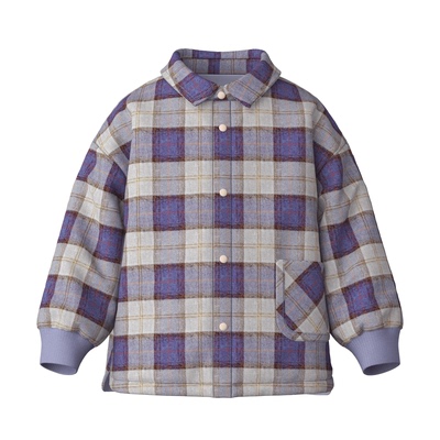 papa冬季男童棉服外套格子衬衫