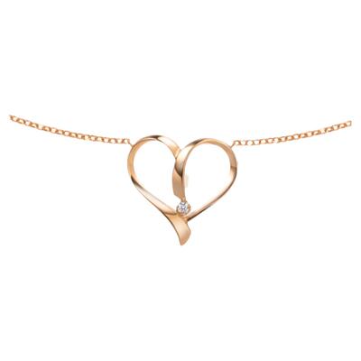 周生生18k金项链女款心形钻石