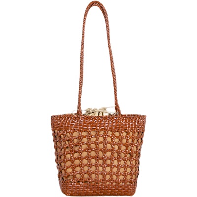 volpro牛皮手工镂空编织包女夏季