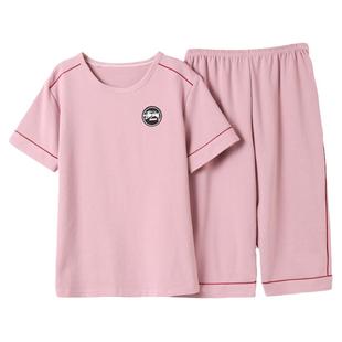 睡衣女夏季纯棉短袖七分裤中老年妈妈夏天薄款可外穿家居服两件套