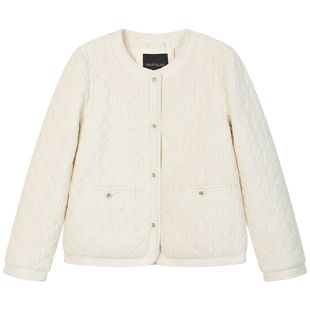 曼德诗轻薄羽绒服2025冬季新款时尚纯色小香风外套保暖显瘦鹅绒服