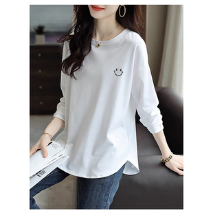 白色打底衫女内搭卫衣春秋冬宽松大码百搭加绒长袖t恤中长款洋气