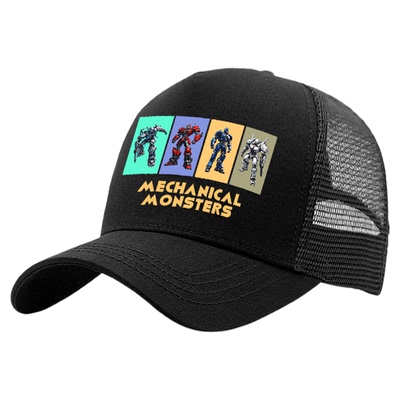 夏季新款儿童帽子卡通机器人潮流网眼透气防晒遮阳帽男女童棒球帽