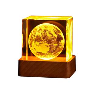 水晶地球月球模型发光装饰镇纸摆件送老师同学朋友毕业季纪念礼物