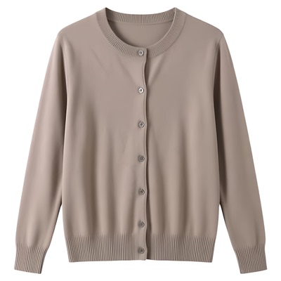 Solid color single breasted cardigan纯色单排扣圆领毛衣开衫女