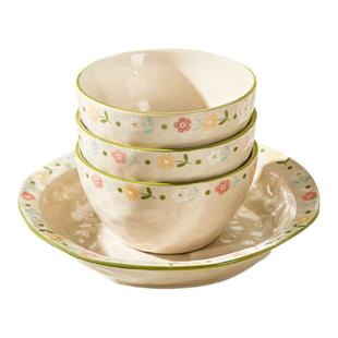 清新餐具陶瓷碗碟家用2025新款高颜值5英寸米饭碗吃饭碗盘子小碗