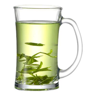 带盖玻璃杯茶杯带把手家用防摔啤酒杯子耐高温个人专用男泡茶水杯