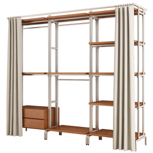 金属衣帽间置物架开放式衣柜转角悬挂衣帽架落地步入式挂衣架铁艺