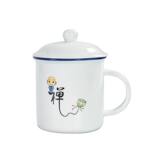 办公室大容量陶瓷水杯带盖茶缸子德化白瓷带把可爱马克杯logo定制