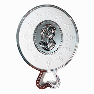 贵妇浮雕化妆镜精致手持手柄镜欧式小镜子便携学生梳妆镜随身镜子