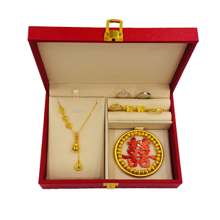 结婚仿真手镯假五金套装订婚假黄金摆台摆件婚庆仿金三金首饰一套