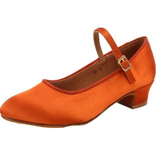 儿童女童摩登舞鞋女少儿国标华尔兹拉丁舞蹈跳舞鞋标准毛底缎面鞋