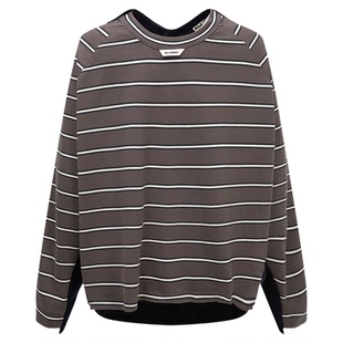 ALL BEINGS2026SS春季新款衬衫解构拼接条纹圆领百搭长袖T恤女