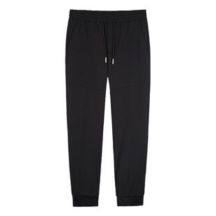 才子男装加绒松紧腰休闲裤男士2025秋冬新款保暖抽绳束脚弹力裤子