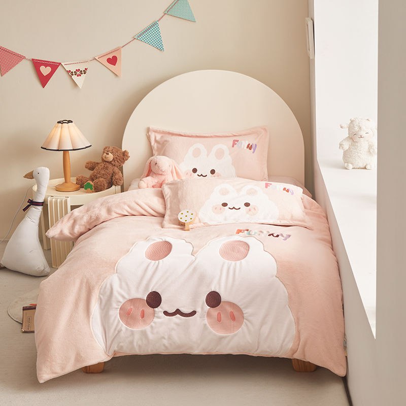 A类婴童多件套加厚双面牛奶绒防静电可拆洗婴幼儿园家用秋冬午睡