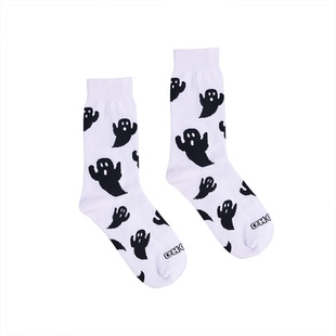 WEN CIHAM22SS新款小众鬼魂幽灵满印纯棉运动中筒袜子男女ins潮袜