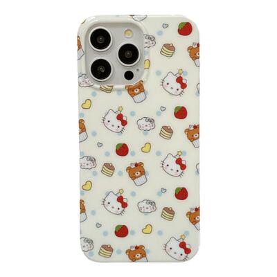 卡通可爱波点HelloKitty适用苹果15手机壳带链条iPhone16ProMax新款15pro防摔13女款小众12硅胶14pro全包软壳