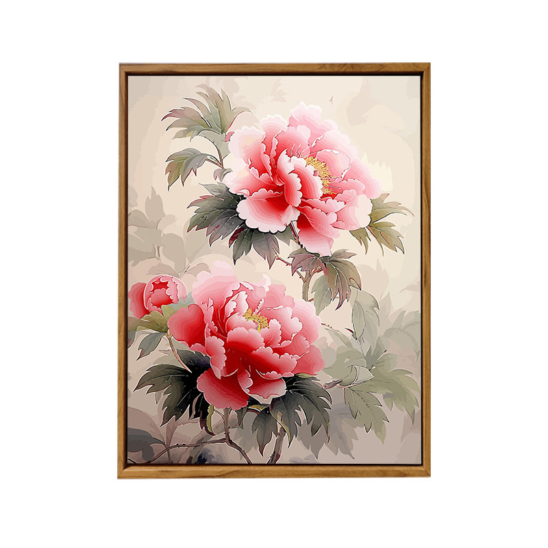 新中式国风牡丹花卉数字油画DIY