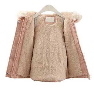 女童冬装加绒皮衣2025新款儿童棉服中长款仿兔毛夹棉厚外套派克服