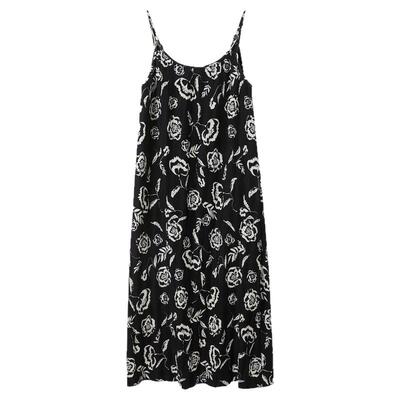 夏季复古碎花吊带长款连衣裙长裙