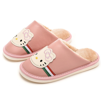 真皮牛皮防水卡通亲子棉拖鞋小孩
